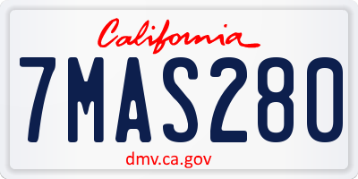 CA license plate 7MAS280