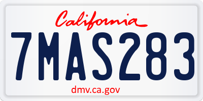 CA license plate 7MAS283