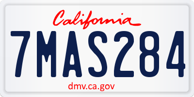 CA license plate 7MAS284