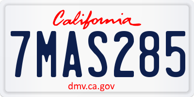 CA license plate 7MAS285