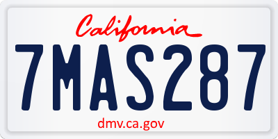 CA license plate 7MAS287