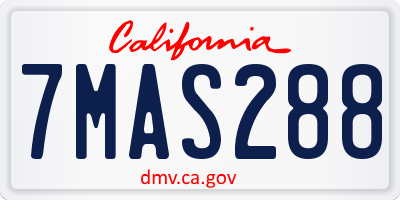 CA license plate 7MAS288