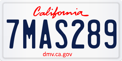 CA license plate 7MAS289