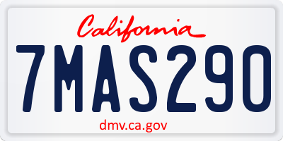 CA license plate 7MAS290