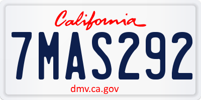CA license plate 7MAS292
