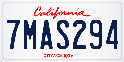 CA license plate 7MAS294