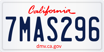 CA license plate 7MAS296