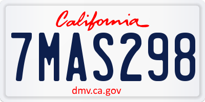 CA license plate 7MAS298