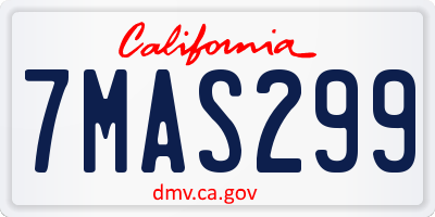 CA license plate 7MAS299