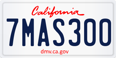 CA license plate 7MAS300