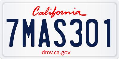CA license plate 7MAS301