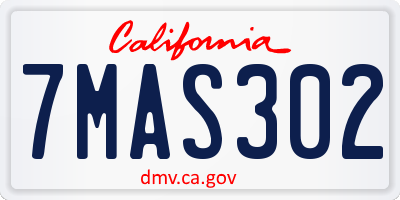 CA license plate 7MAS302