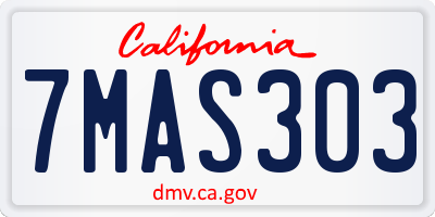 CA license plate 7MAS303
