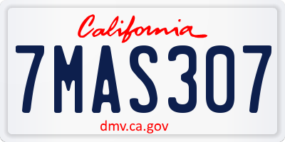 CA license plate 7MAS307