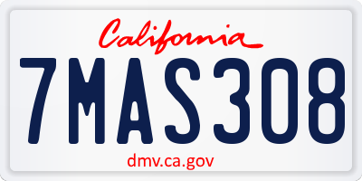 CA license plate 7MAS308