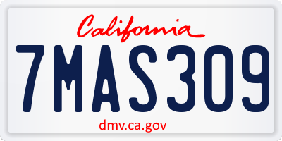 CA license plate 7MAS309