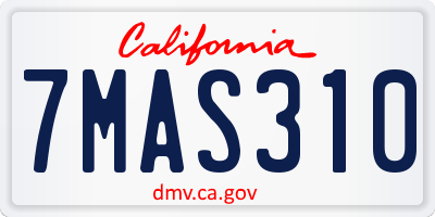 CA license plate 7MAS310