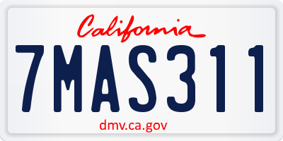 CA license plate 7MAS311