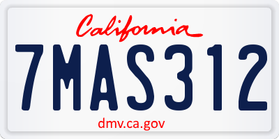 CA license plate 7MAS312