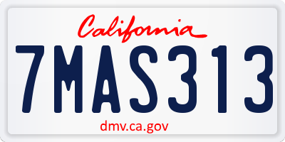 CA license plate 7MAS313