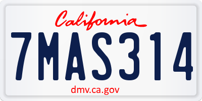 CA license plate 7MAS314