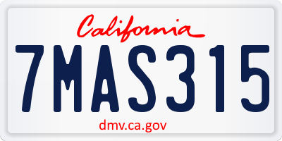 CA license plate 7MAS315