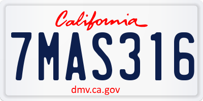 CA license plate 7MAS316