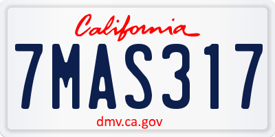 CA license plate 7MAS317