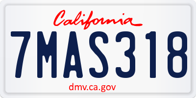 CA license plate 7MAS318