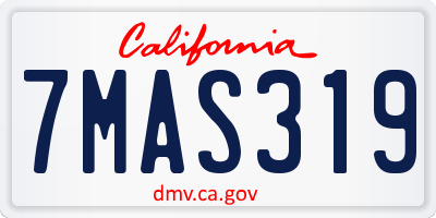 CA license plate 7MAS319