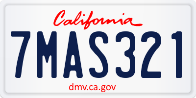 CA license plate 7MAS321