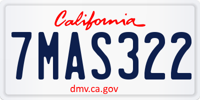 CA license plate 7MAS322