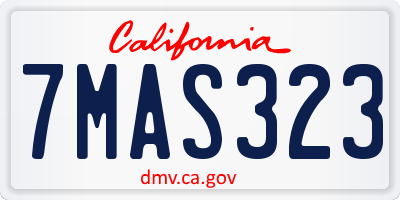 CA license plate 7MAS323