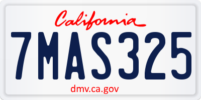 CA license plate 7MAS325