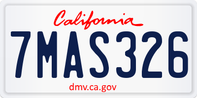 CA license plate 7MAS326