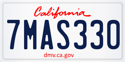 CA license plate 7MAS330