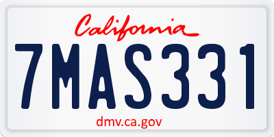 CA license plate 7MAS331