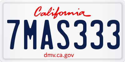 CA license plate 7MAS333