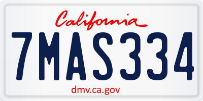 CA license plate 7MAS334