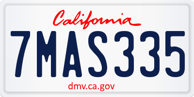 CA license plate 7MAS335