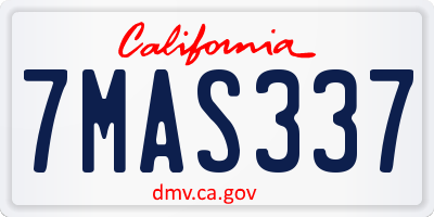 CA license plate 7MAS337