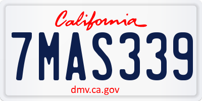 CA license plate 7MAS339
