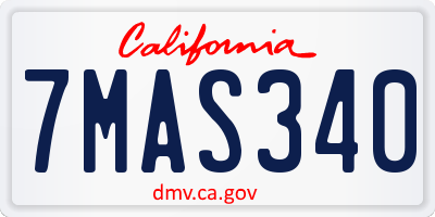 CA license plate 7MAS340