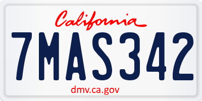 CA license plate 7MAS342