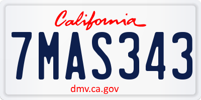 CA license plate 7MAS343