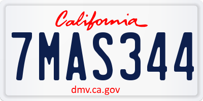 CA license plate 7MAS344