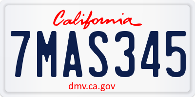 CA license plate 7MAS345