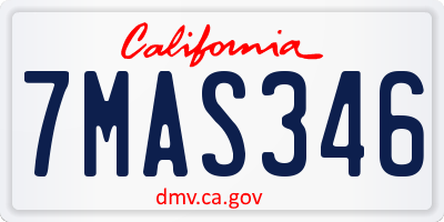 CA license plate 7MAS346