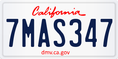 CA license plate 7MAS347