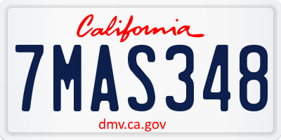 CA license plate 7MAS348